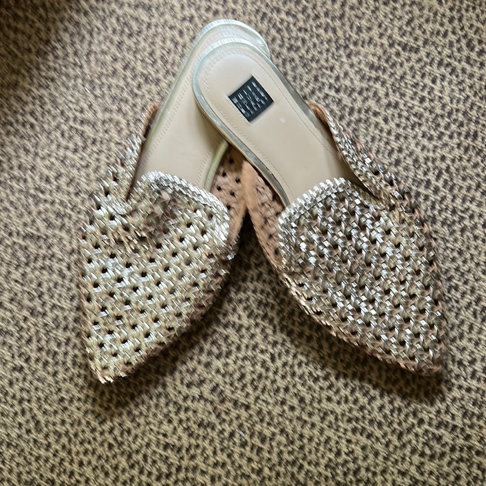 Gold Woven Slip Ons
